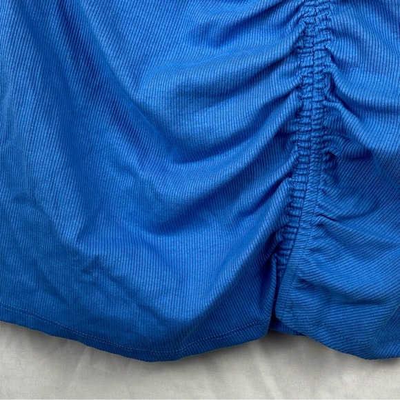 Zara Women’s High Waisted Ruched Rib Mini Blue Stretchy Skirt Size Small - Picture 15 of 16